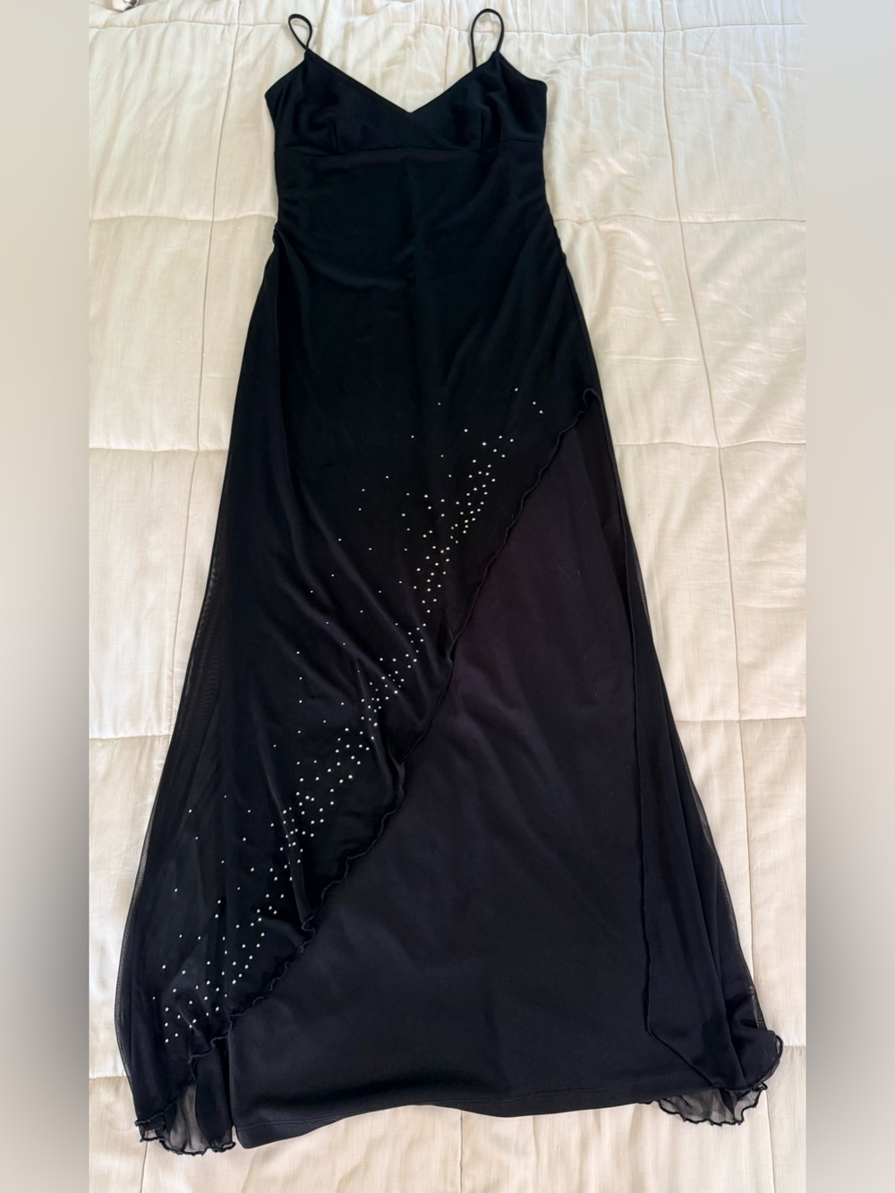 Y2K vintage Candy Rocket black maxi dress evening silver studded empire waist M